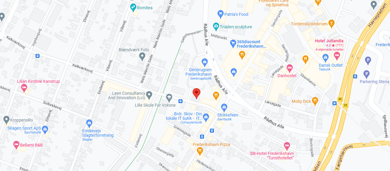 Klik for at åbne placeringen i Google Maps i ny fane Kalkværksvej 4, 9900 Frederikshavn markeret på et kort. Klik på billedet for at åbne placeringen i Google Maps